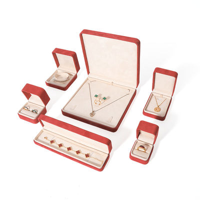 Embalagem Premium Vermelha para Joias com Impressão 3D para Conjunto Grande de Colar, Pulseira, Brincos e Anel