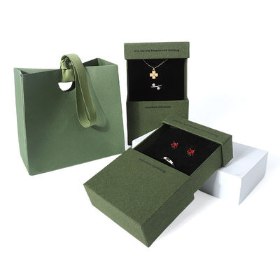 China fabricação por atacado de alta qualidade Colar Brinco Pulseira caixa de anel Embalagem de joias Personalizado Personalizado Ecológico Papelão Papel verde Gaveta Caixa de joias com logotipo