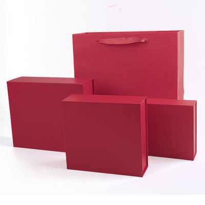 Fabricação por atacado de alta qualidade Embalagem de caixa de presente magnética Logotipo personalizado luxuoso Ecológico Papelão Papel vermelho Caixa de joias magnética