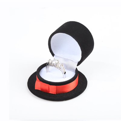 caixa de anel de joia preta de veludo Magic Hat personalizada de alta qualidade para feriados